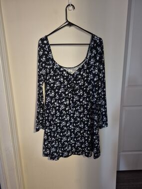 Hollister Black Mini Dress with White Floral Print